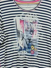 Vorschaubild 2 von Damen T-Shirt Gr. 46 Mehrfarbig Gestreift mit Print Casual