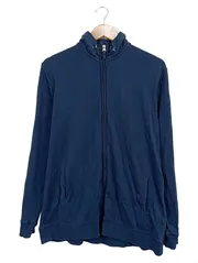 Vorschaubild 1 von Sweatjacke Damen Gr. 46/3XL Casual Blau Baumwolle Reißverschluss
