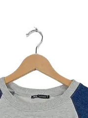 Vorschaubild 3 von Sweatshirt Damen Gr. M Raglanärmel Denim Grau Blau Pullover