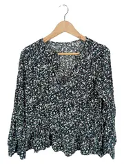 Vorschaubild 1 von Damen Bluse Blumenmuster Langarm Mehrfarbig Gr. 40/L