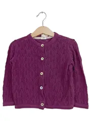 Vorschaubild 1 von Strickjacke Mädchen Gr. 92 Lila Lochmuster Casual