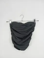 Vorschaubild 2 von Damen Bikini Oberteil Bandeau Top Schwarz Gr. 36 S Raffungen