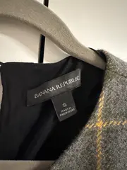 Vorschaubild 2 von Damen Bluse kariert Kurzarm Spitze Wolle Grau Gr. S