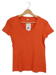 Vorschaubild 1 von Damen T-Shirt V-Ausschnitt Gr. 38 Orange Casual Baumwolle