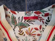 Vorschaubild 3 von Damen Bluse Gr. 42 Weiß Blumenmuster V-Ausschnitt Langarm Viskose