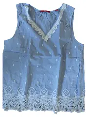 Vorschaubild 1 von Damen Top Gr. 40/L Blau Punkte Spitze Casual