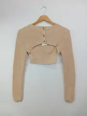 Vorschaubild 1 von Damen Strickjacke Cropped Rippstrick Beige Gr. 36/S Cardigan