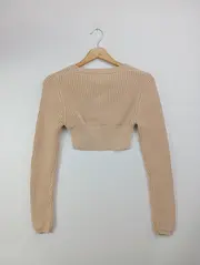 Vorschaubild 2 von Damen Strickjacke Cropped Rippstrick Beige Gr. 36/S Cardigan