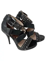 Vorschaubild 1 von Sandaletten Damen Gr. 38 Schwarz Nieten Reißverschluss Elegant