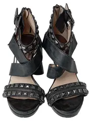 Vorschaubild 2 von Sandaletten Damen Gr. 38 Schwarz Nieten Reißverschluss Elegant