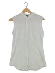 Vorschaubild 1 von Damen Hemdbluse ärmellos Stehkragen Weiß Gr. 36/S