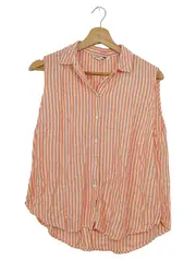 Vorschaubild 1 von Damen Bluse Gr. 40/L Orange Gestreift Ärmellos Viskose