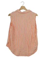 Vorschaubild 2 von Damen Bluse Gr. 40/L Orange Gestreift Ärmellos Viskose