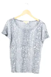 Vorschaubild 1 von Damen T-Shirt Grau 36/S Schlangenmuster Pailletten Glamourös