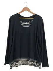 Vorschaubild 2 von Damen Langarmshirt Gr. 42/XL Schwarz Modern