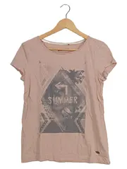 Vorschaubild 1 von EDC Damen T-Shirt Rosa Sommer Print Gr. S Baumwolle Casual
