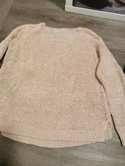 Vorschaubild 2 von Damen Pullover Strickpullover Beige Gr. L Lochmuster Baumwolle