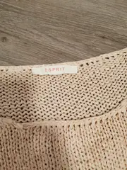 Vorschaubild 3 von Damen Pullover Strickpullover Beige Gr. L Lochmuster Baumwolle