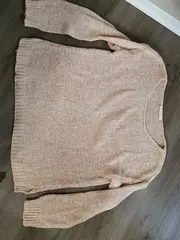 Vorschaubild 5 von Damen Pullover Strickpullover Beige Gr. L Lochmuster Baumwolle