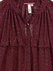 Vorschaubild 4 von Damen Bluse Rot 38 M mit Rüschen Langarm Punkte