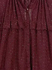 Vorschaubild 3 von Damen Bluse Rot 38 M mit Rüschen Langarm Punkte