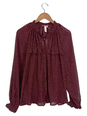 Vorschaubild 1 von Damen Bluse Rot 38 M mit Rüschen Langarm Punkte