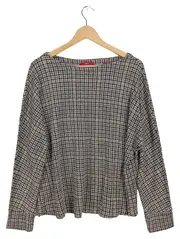 Vorschaubild 1 von Damen Langarmshirt Kariert Hahnentritt Gr. 44/XXL Braun Beige