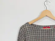 Vorschaubild 2 von Damen Langarmshirt Kariert Hahnentritt Gr. 44/XXL Braun Beige