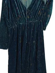 Vorschaubild 2 von Abendkleid Maxikleid Blumenmuster Petrol Gr. S Elegant Langarm