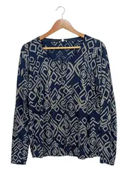 Vorschaubild 1 von Damen Strickjacke XL Mehrfarbig Geometrisches Muster V-Ausschnitt