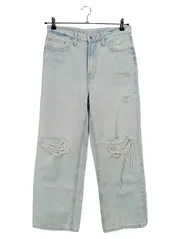 Vorschaubild 1 von Damen Destroyed Jeans Gr. 42 Blau Loose Straight High Waist Denim