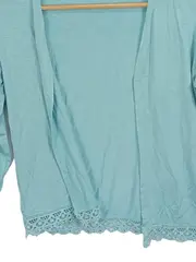 Vorschaubild 4 von Damen Strickjacke Gr. 36/S Türkis Casual mit Spitze 3/4-Arm