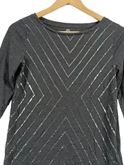 Vorschaubild 2 von Damen Langarmshirt Grau XS Pailletten Modern