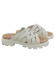 Vorschaubild 1 von Damen Pantoletten Gr. 41 Weiß Modern Sandalen Plateau Sommer