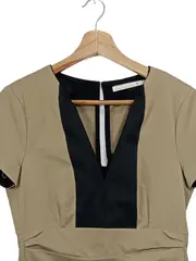 Vorschaubild 3 von Businesskleid Damen Gr. 38 Beige Schwarz Etuikleid