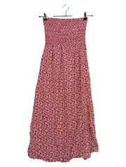 Vorschaubild 1 von Damen Sommerkleid Gr. 40/L Rot Blumenmuster Feminin