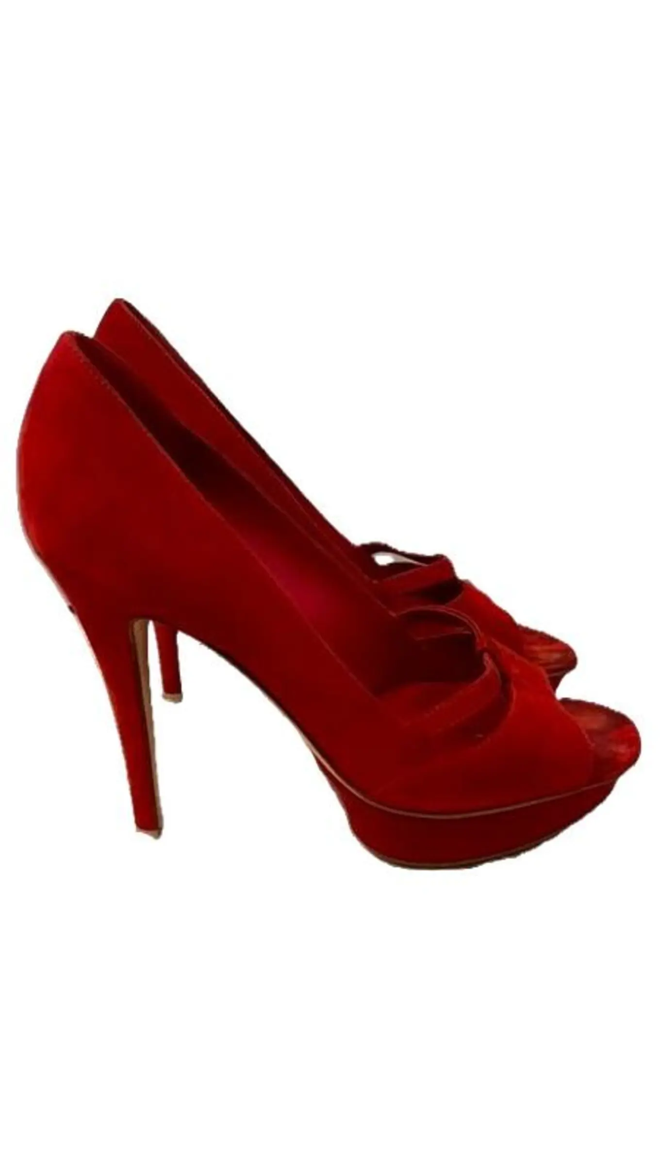 GIANVITO ROSSI Peeptoe Pumps Damen 37.5 Rot Elegant High Heels 12cm