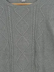 Vorschaubild 2 von Damen Pullover Grau M Baumwolle Zopfstrick Langarm Freizeit