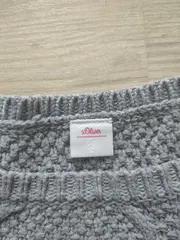 Vorschaubild 4 von Damen Pullover Grau M Baumwolle Zopfstrick Langarm Freizeit