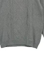 Vorschaubild 3 von Damen Pullover Grau M Baumwolle Zopfstrick Langarm Freizeit