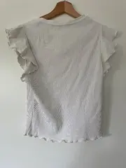 Vorschaubild 2 von Damen Rippstrick Top mit Rüschen Weiß Gr. 38/M