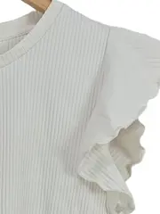 Vorschaubild 3 von Damen Rippstrick Top mit Rüschen Weiß Gr. 38/M