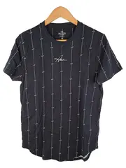 Vorschaubild 1 von Herren T-Shirt Curved Hem Tee Gr. S Schwarz Streifenmuster