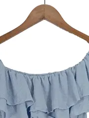 Vorschaubild 4 von Damen Sommerkleid Rüschen Off-Shoulder Blau Gr. 34