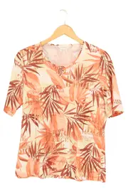 Vorschaubild 1 von Damen T-Shirt Gr. 44/XL Orange Tropical Florales Muster Casual