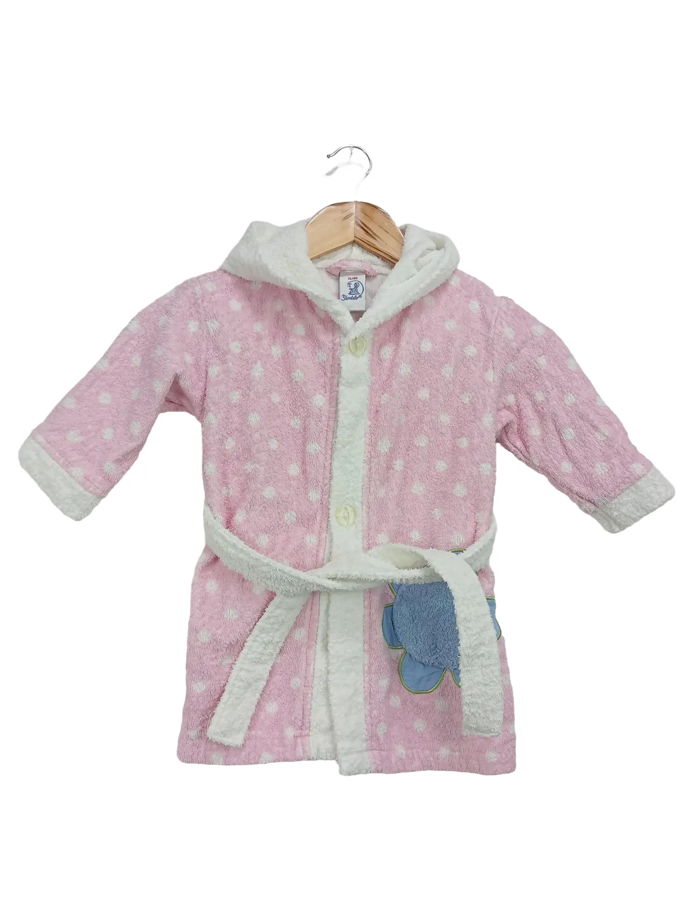 STERNTALER Kinder Bademantel Rosa Punkte Kapuze Gr. 74/80 Baumwolle