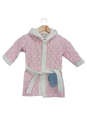 Vorschaubild 1 von Kinder Bademantel Rosa Punkte Kapuze Gr. 74/80 Baumwolle