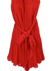 Vorschaubild 2 von Damen Cocktailkleid Gr. 32 Rot Plissee Schleife Ärmellos