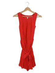 Vorschaubild 1 von Damen Cocktailkleid Gr. 32 Rot Plissee Schleife Ärmellos