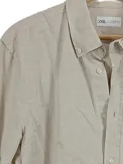 Vorschaubild 4 von Herren Business Hemd Langarm Button-Down Beige Leinen Gr. L